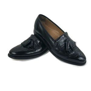 Johnston & Murphy Black Leather Tassle Kilt Loafers Size 9-1/2 D
